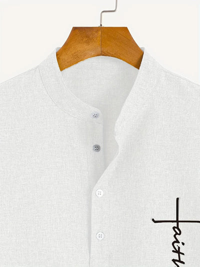 Elliott – Elegant overhemd met korte mouwen en opstaande kraag